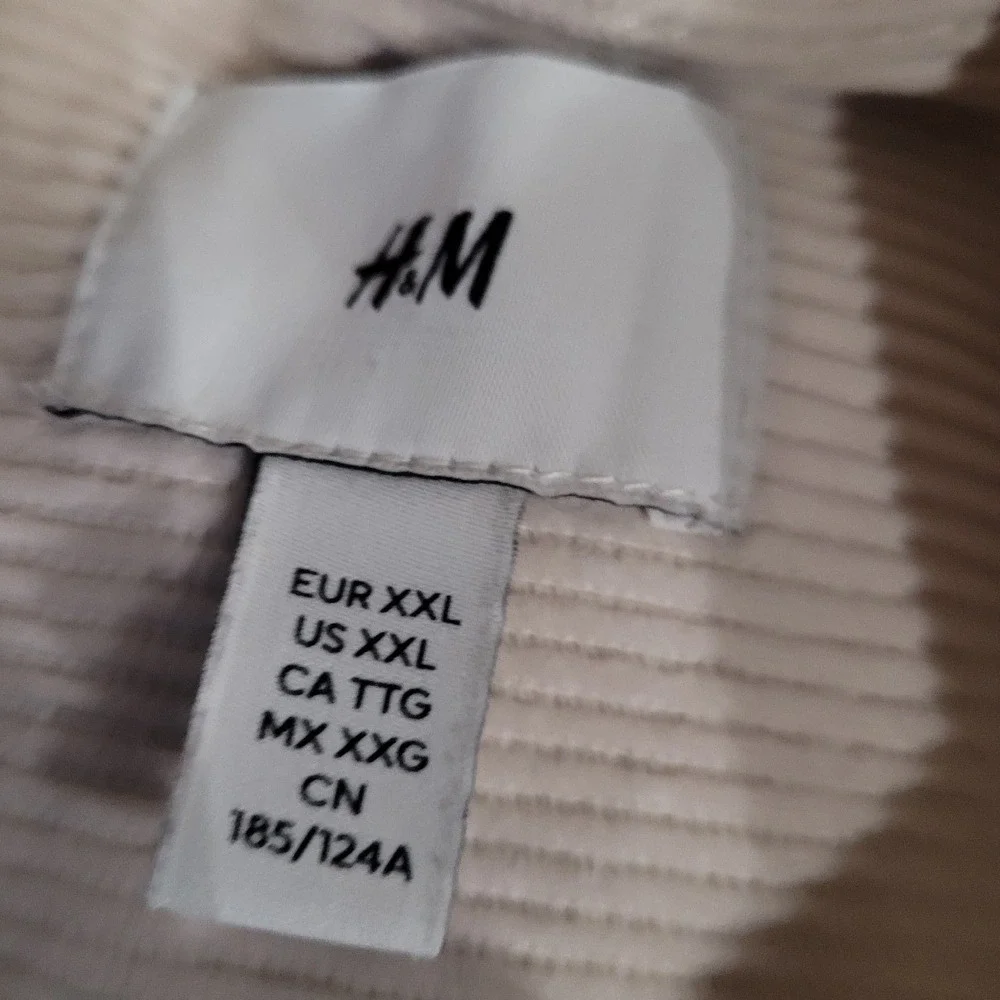 H&M Men SZ XXL Corduroy zip‎ front Shirt Jacket Ivory flap pockets preppy casual